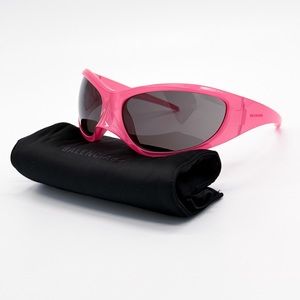 NEW BALENCIAGA BB0252S 002 OVAL PINK GREY WOMEN SUNGLASSES BALENCIAGA
